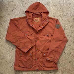 Fjallraven Greenland 81427 Waxed G-1000 Orange Parka Cargo Jacket Medium